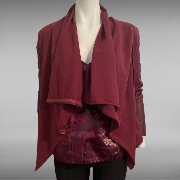 Blank NYC Faux Leather Waterfall Jacket Cranberry - Picture 3 of 7